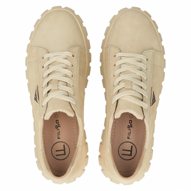 Skórzane sneakersy Filippo DP4138/24 BE beżowe