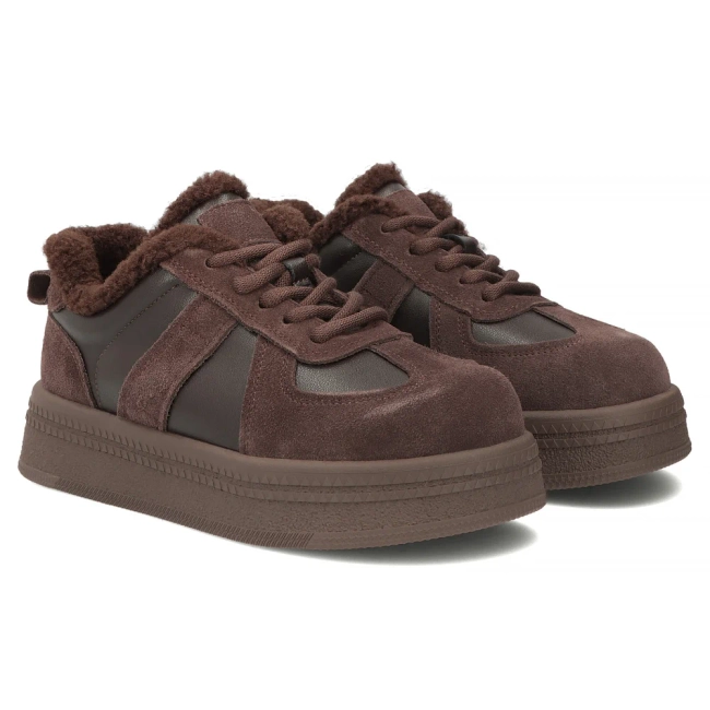 Skórzane sneakersy Filippo DP7948/26 D BR brązowe