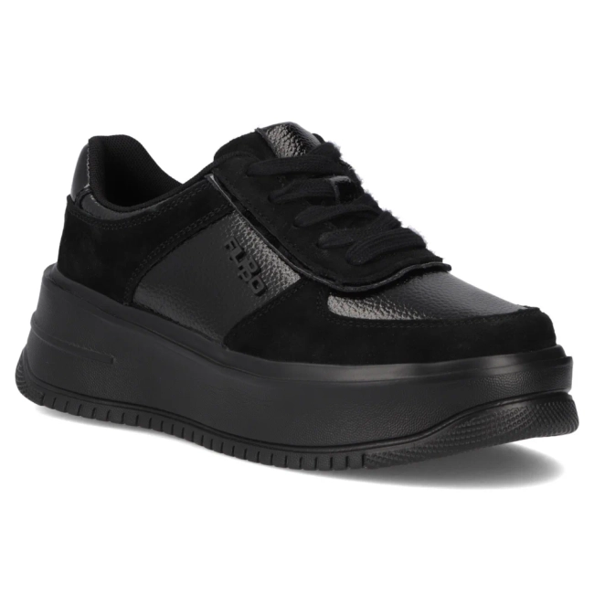 Skórzane sneakersy Filippo DP7124/25 BK czarne