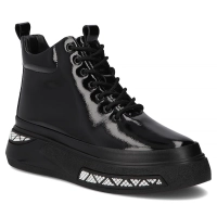 Skórzane botki na platformie Filippo DBT7276/25 BK czarne