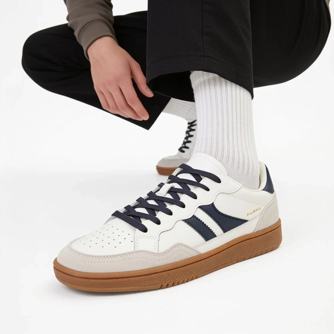 Skórzane sneakersy Filippo MP7794/26 WH białe