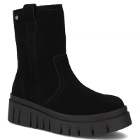 Skórzane botki na platformie Filippo DBT7262/25 BK czarne