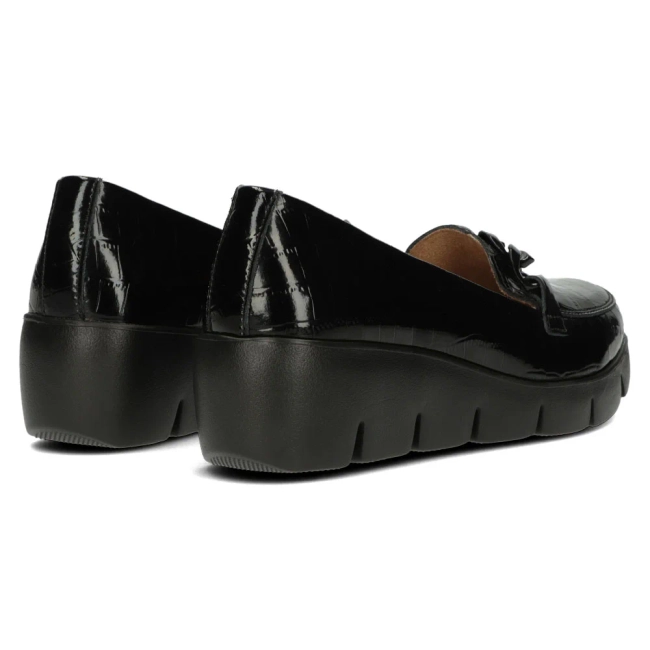 Skórzane półbuty na koturnie Filippo DP4128/24 BK czarne