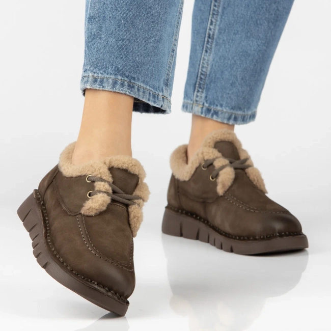 Skórzane półbuty Filippo DP8181/26 KH khaki