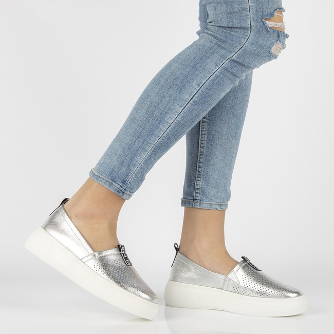 Leather slip-on Filippo DP2027/21 SI silver