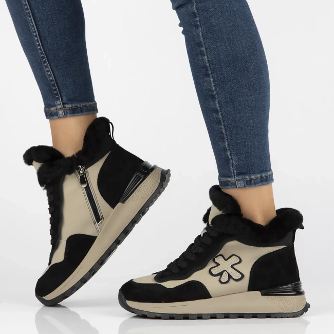 Leather ankle boots Filippo DBT6522/24 BK GR black and brown