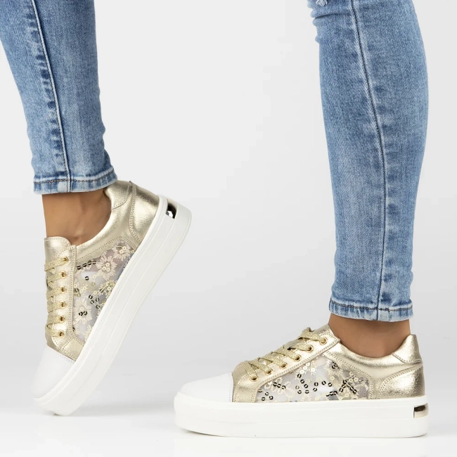 Skórzane trampki Filippo DP7060/25 GO złote