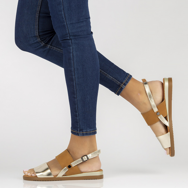 Leather sandals Filippo DS3601/22 GO BR brownish gold