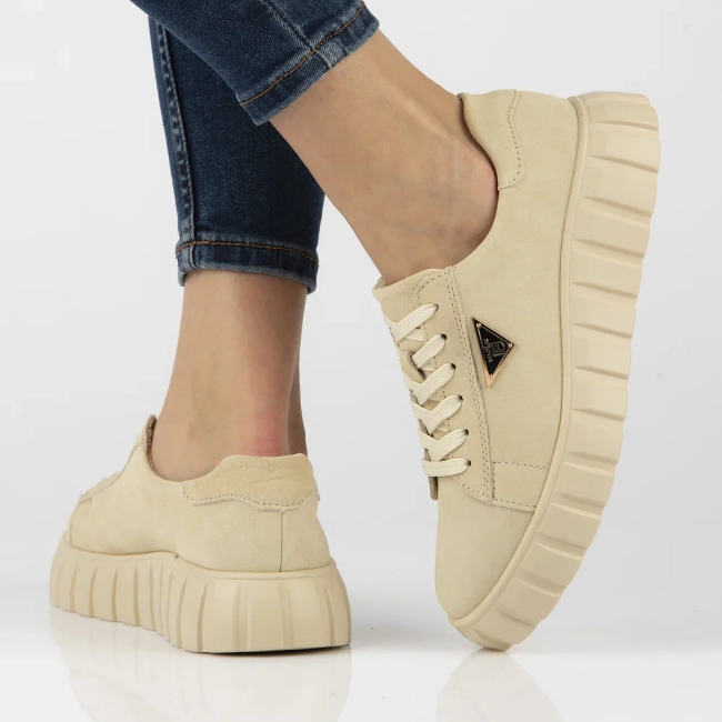 Leather sneakers Filippo DP4138/24 BE beige