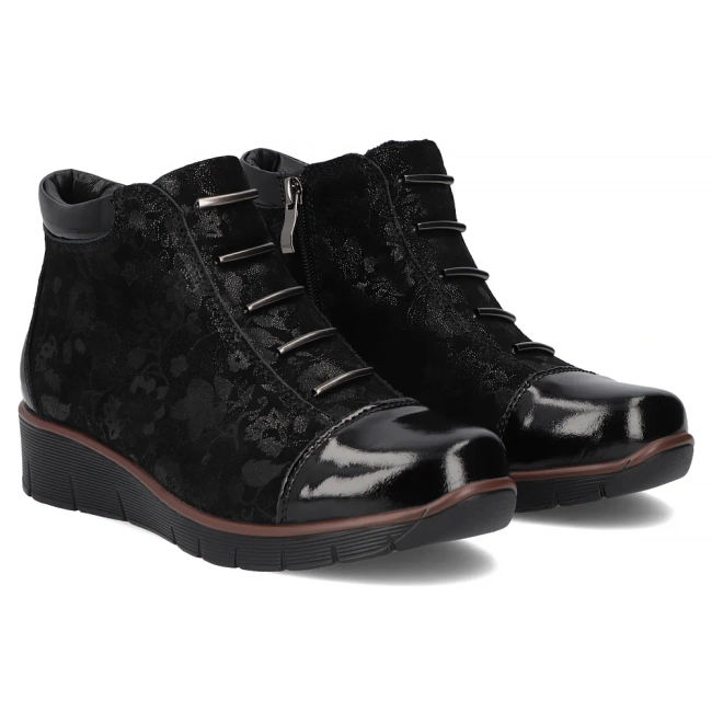 Leather wedge ankle boots Filippo DBT3179/26 BK FL black