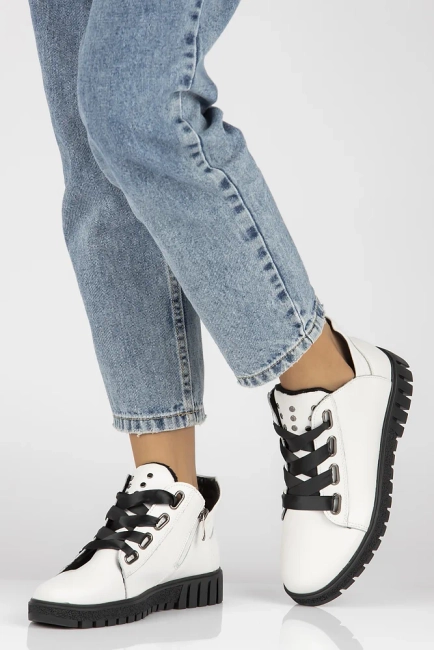 Skórzane trzewiki Filippo DBT3197/25 WH białe