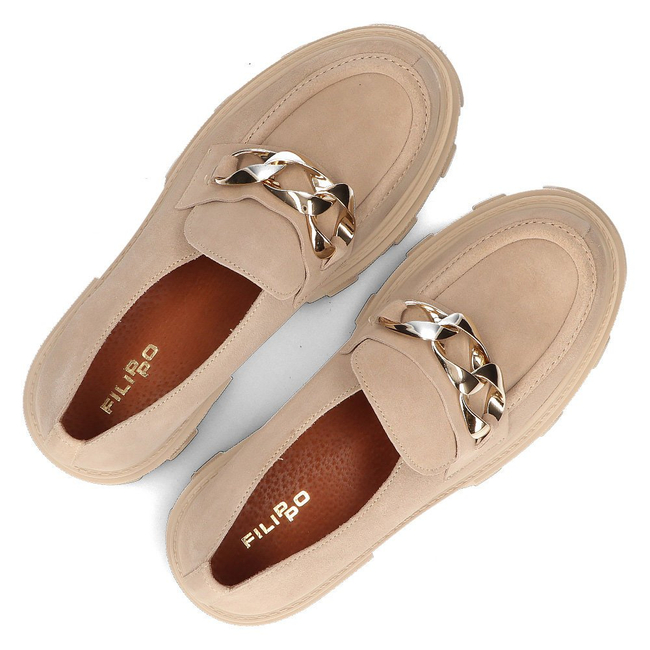 Leather shoes Filippo 20083 beige velour