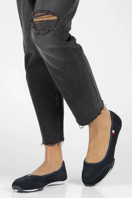 Skórzane baleriny Filippo DP143/24 NV granatowe