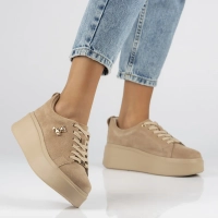 Leather sneakers Filippo DP6246/24 BE beige