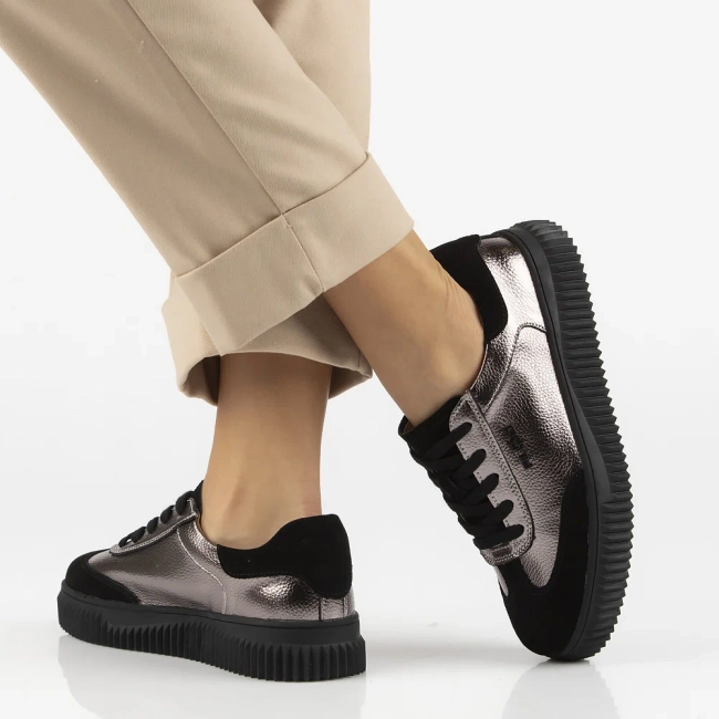 Leather sneakers Filippo DP7123/25 GN gun metal