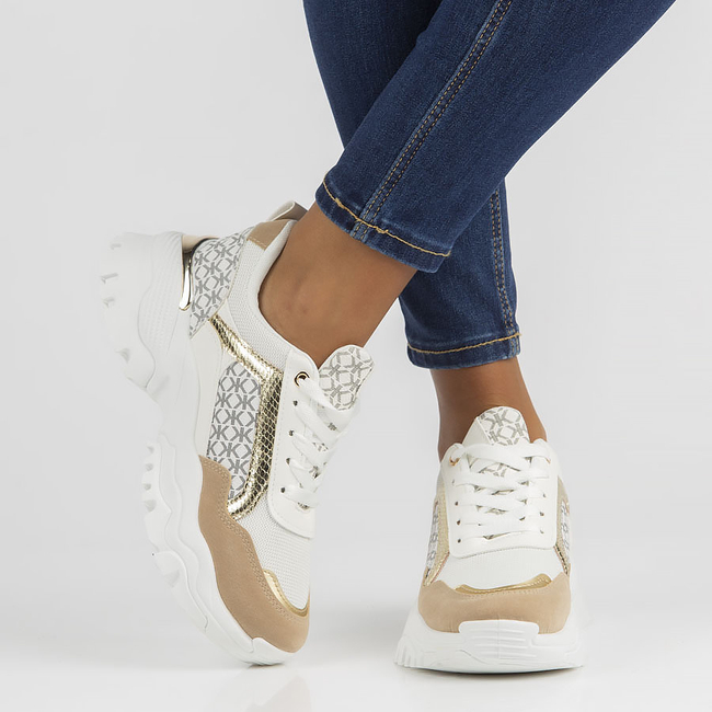 Sneakersy Filippo BB116 biało-beżowe