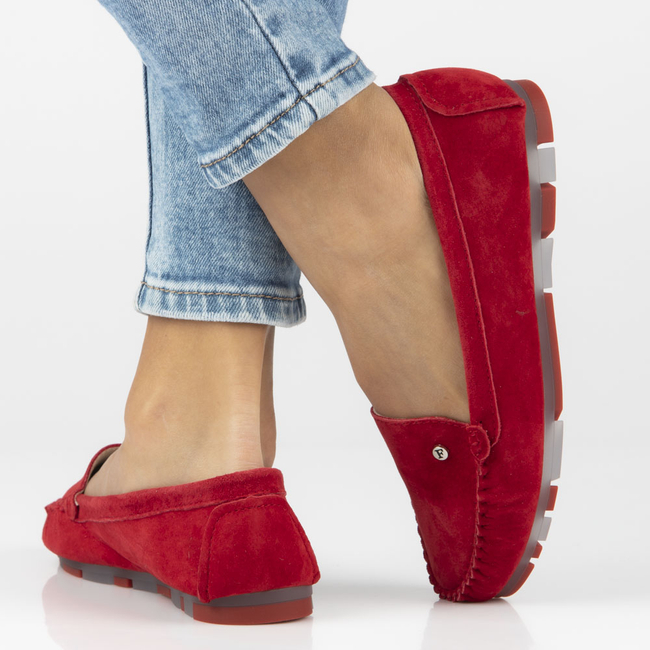 Skórzane mokasyny Filippo DP2037/23 RD czerwone