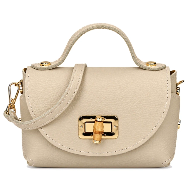 Beige leather handbag Toscanio G68