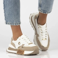 Skórzane sneakersy Filippo DP6733/25 WH BE biało beżowe