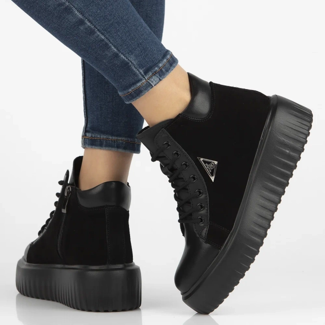 Leather ankle boots DBT6460/24 BK black