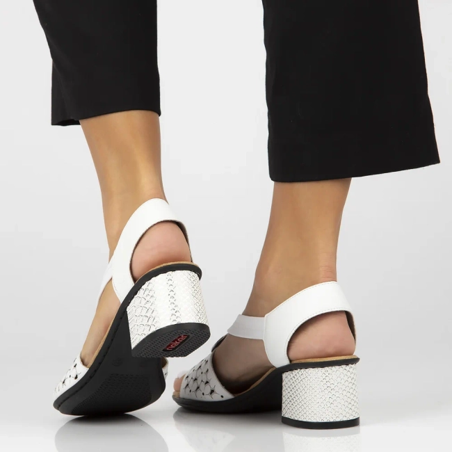 Leather sandals Rieker 64677-80 white