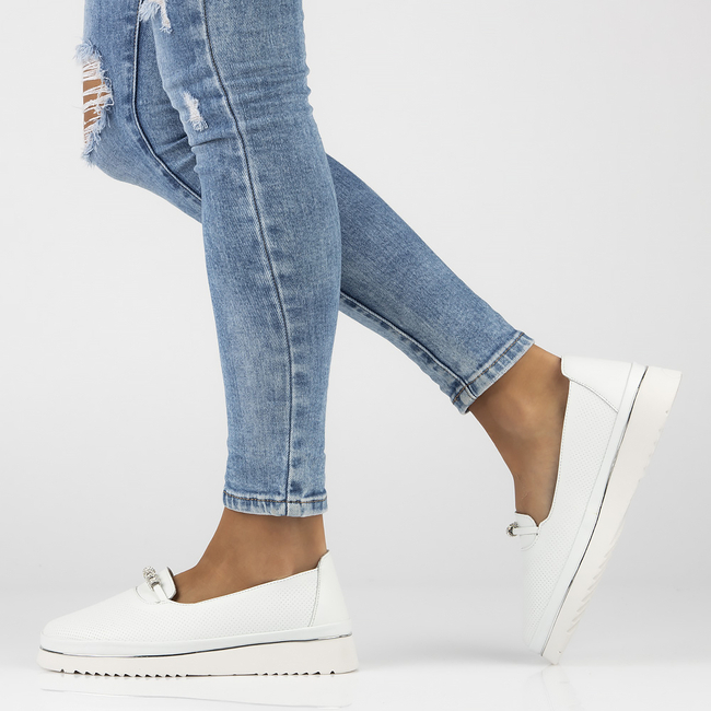 Skórzane półbuty Filippo DP6999/25 WH białe