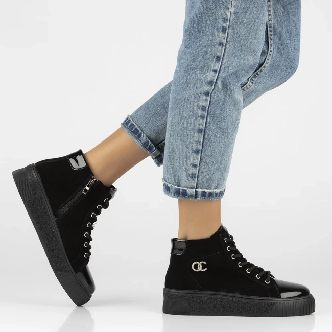 Leather ankle boots DBT6483/24 BK black