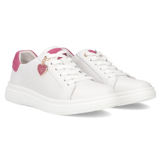 Skórzane sneakersy Filippo DP6860/25 WH FH białe