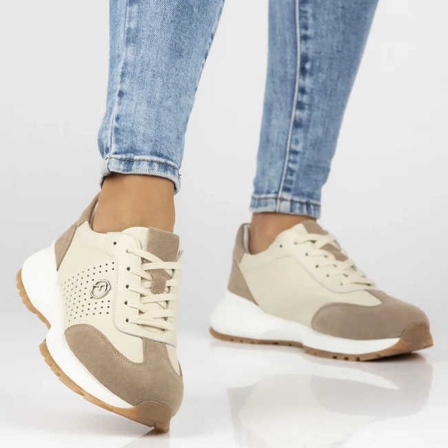 Skórzane sneakersy Filippo DP6732/25 BE beżowe