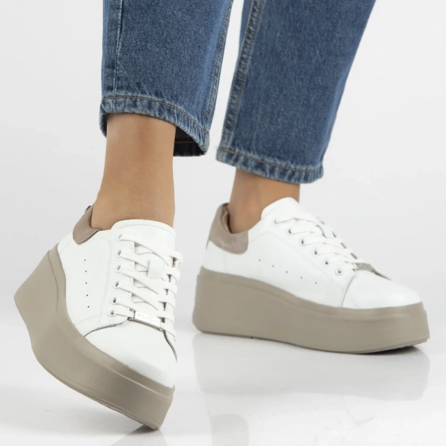 Leather sneakers Filippo DP7537/26 WH BE white-beige