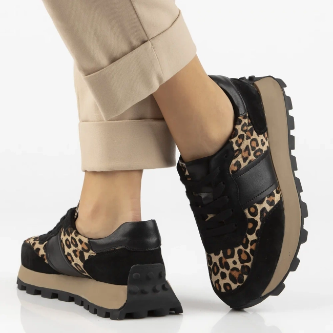 Leather sneakers Filippo DP7112/25 BK LEO black