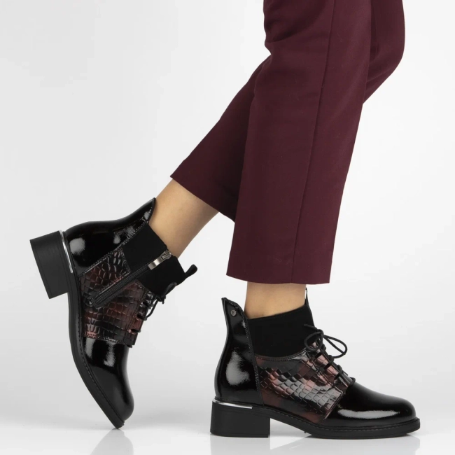 Leather ankle boots Filippo DBT7275/25 BG burgundy