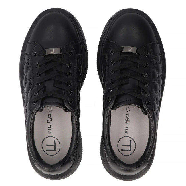 Skórzane sneakersy Filippo DP7285/25 BK czarne