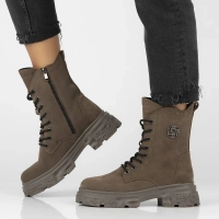 Skórzane botki typu workery Filippo DBT6443/24 TP taupe