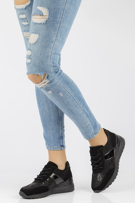 Leather Wedge Sneakers Filippo DP1527/21 BK black