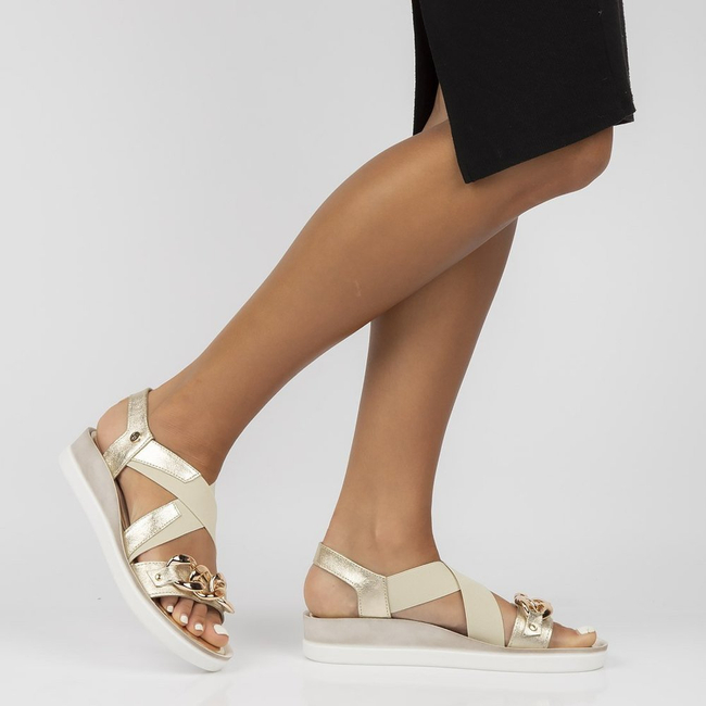 Leather sandals Filippo 109 beige-gold
