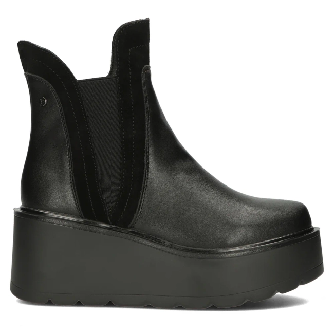 Skórzane botki na koturnie Filippo DBT4745/23 BK czarne