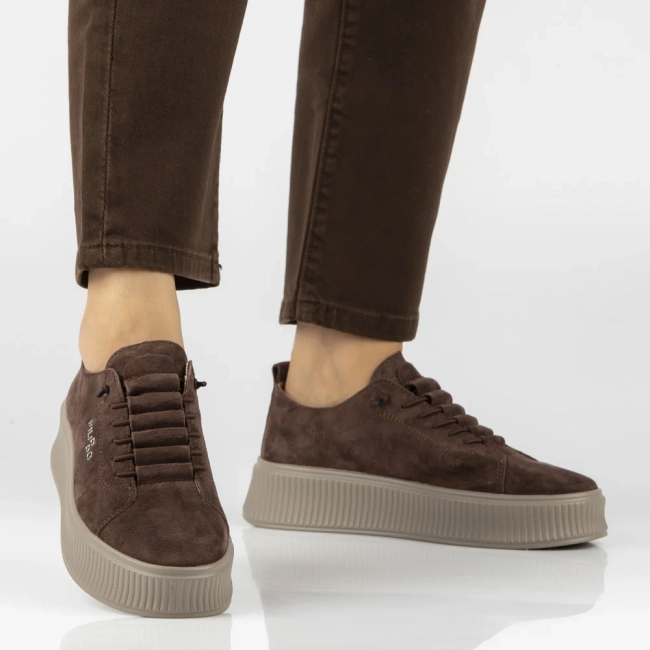 Skórzane sneakersy Filippo DP8343/26 D BR ciemnobrązowe