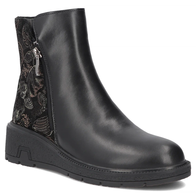 Leather wedge ankle boots Filippo DBT8058/26 BK MLT black