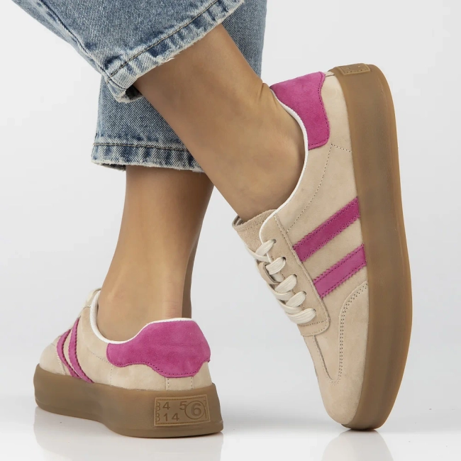 Skórzane sneakersy Filippo DP6764/25 BE FH beżowe