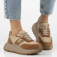 Leather sneakers Filippo DP6785/25 BR BE brown