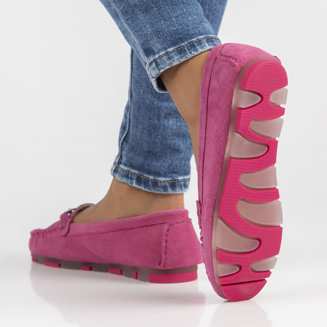 Skórzane mokasyny Filippo DP1202/23 FH różowe