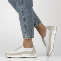 Skórzane półbuty na platformie Filippo DP6717/25 WH GR biało szare