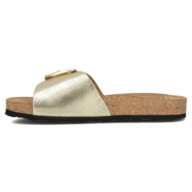Leather flip-flops Yokono JERBA-114 SAMOA PLATINO gold
