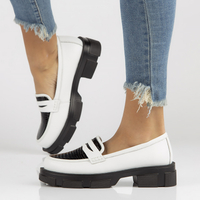 Skórzane półbuty Filippo DP3695/22 WH BK białe