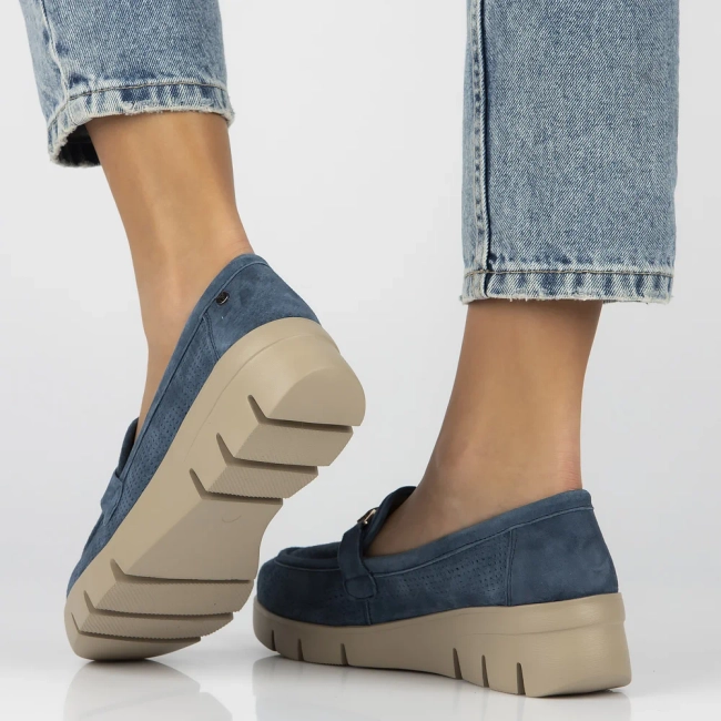 Skórzane półbuty na platformie Filippo DP7002/25 BL niebieskie