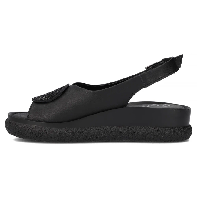 Skórzane sandały na platformie Filippo DS6984/25 BK czarne