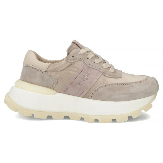 Skórzane sneakersy na platformie Filippo DP7545/26 BE beżowe