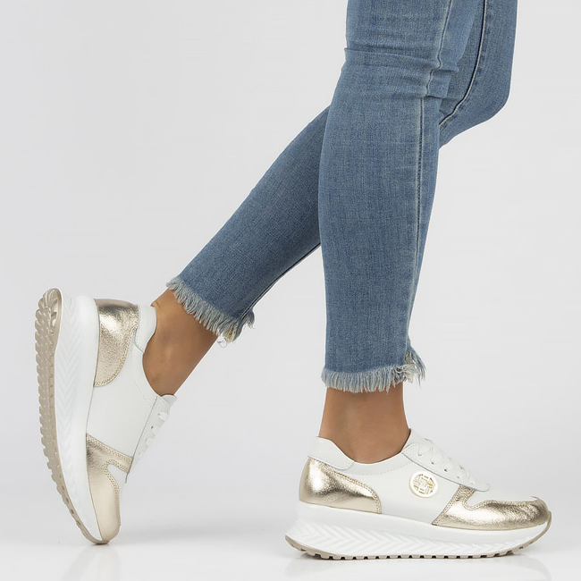 Skórzane Sneakersy Filippo DP3547/22 WH GO białe