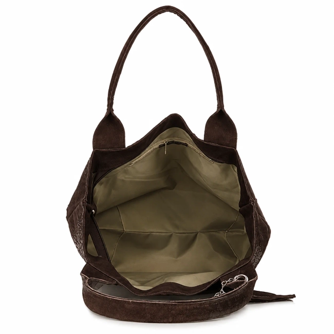 Brown leather handbag Toscanio 1101 croco